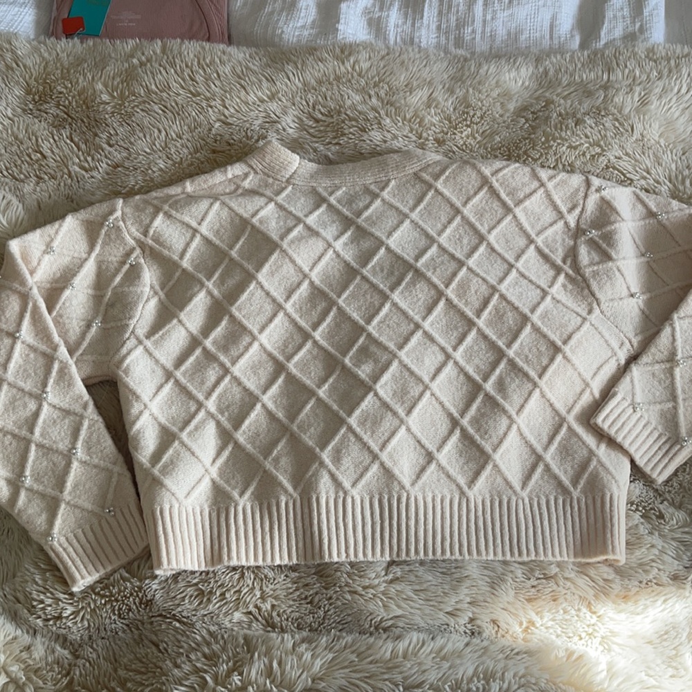 new ELOQUII pearl cableknit ivory heavyweight cardigan sweater 14 16 - Picture 10 of 11